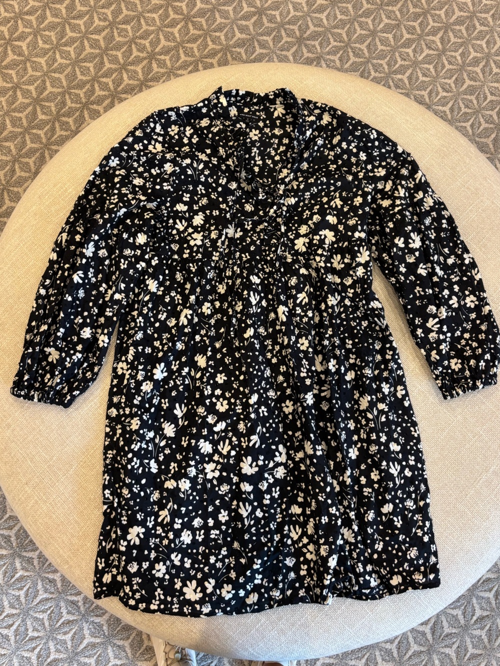 Who What Wear Black Floral Long Sleeve Dress